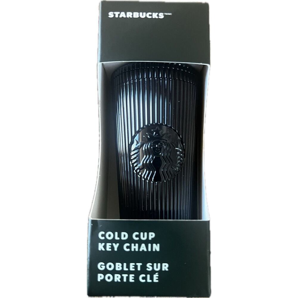 Starbucks Jet Black Pleated Metallic Core 2024 Key Chain Tumbler Cold Cup